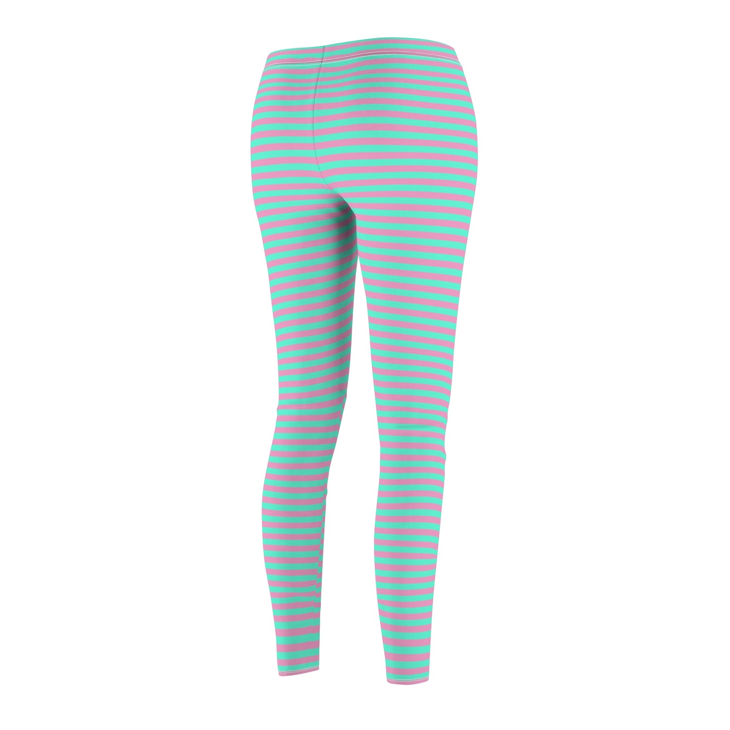 Pink + Teal Skinny Striped Women's Super Soft Leggings