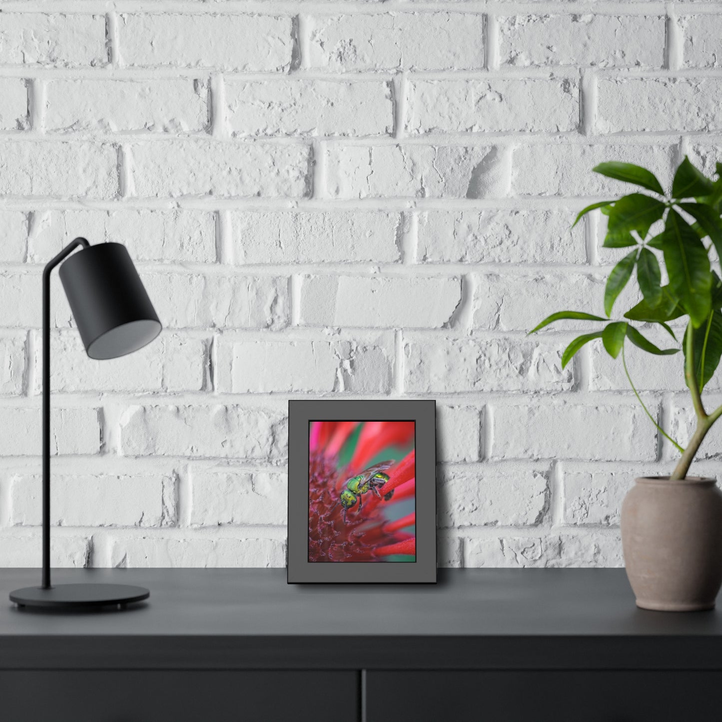 Beautiful Green Bee Framed Print | Nature Photography