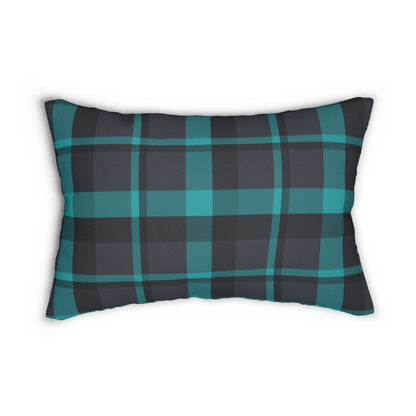 Muted Purple + Green Plaid Lumbar Pillow