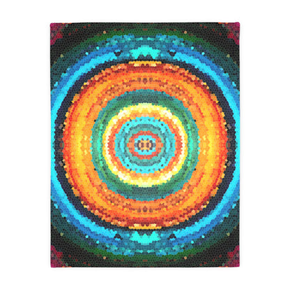 Pixel Mosaic Teal Orange Faux Mink Velveteen Blanket