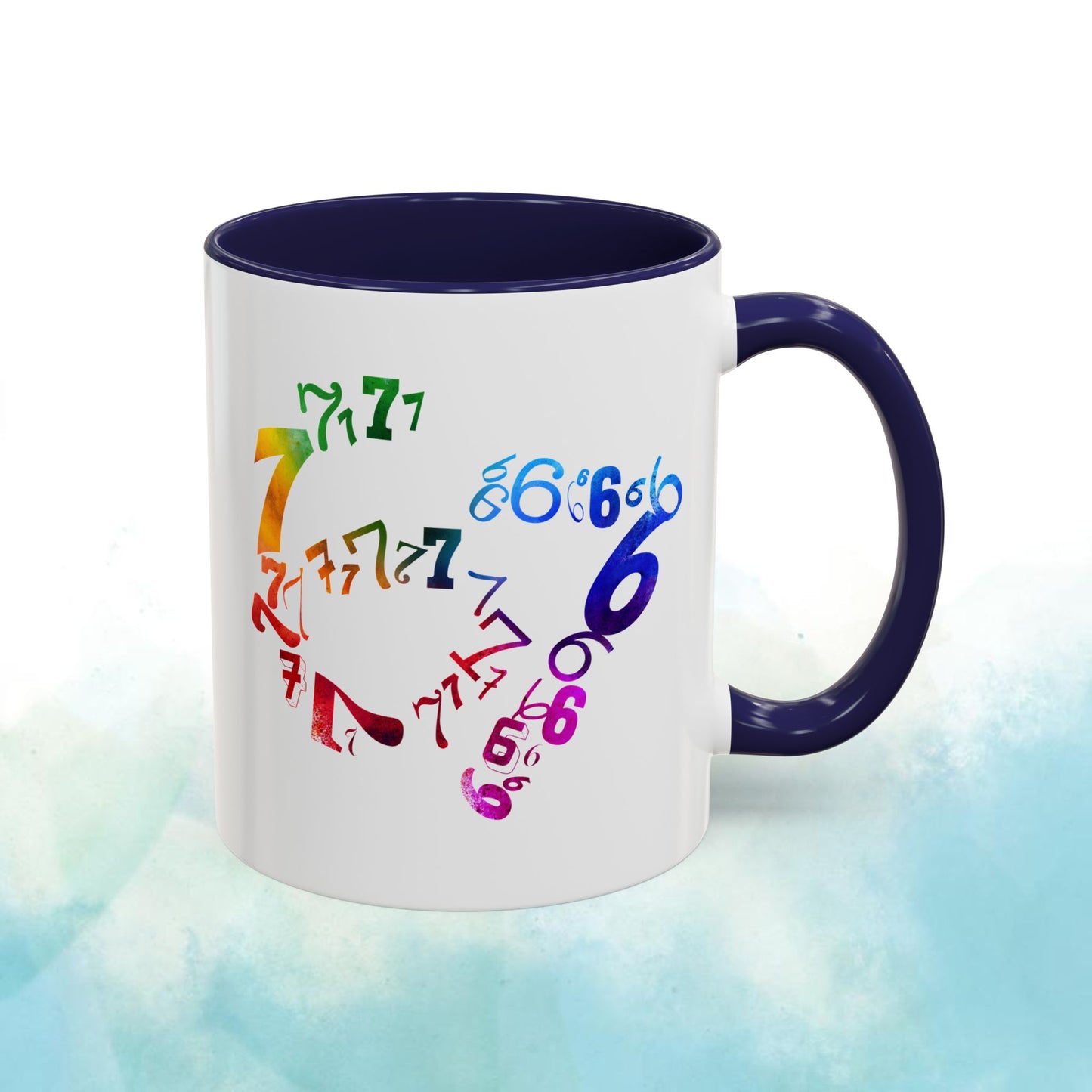 6-7 Meme Illusion Colorful Handle Ceramic Mug (11, 15oz)