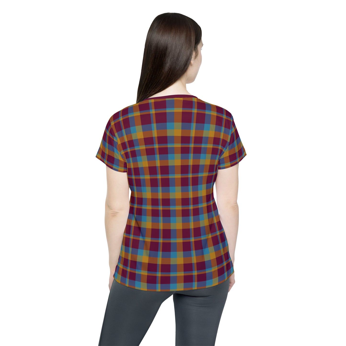 Mustard + Plum Plaid Women's Athletic T-Shirt