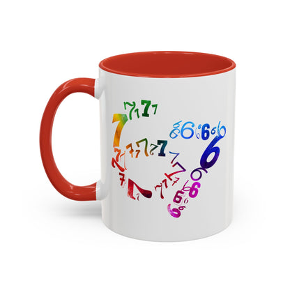 6-7 Meme Illusion Colorful Handle Ceramic Mug (11, 15oz)