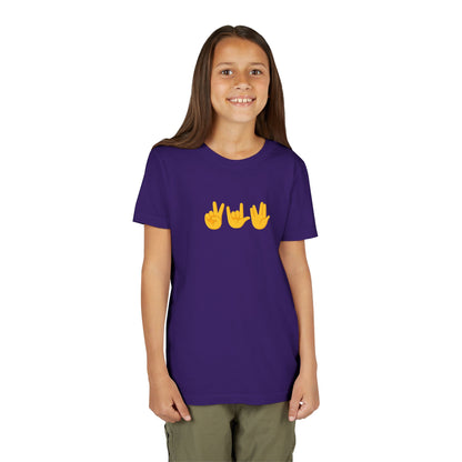 Peace, Love, Live Long Emoji Short Sleeve Kids' T-Shirt (multicolors)