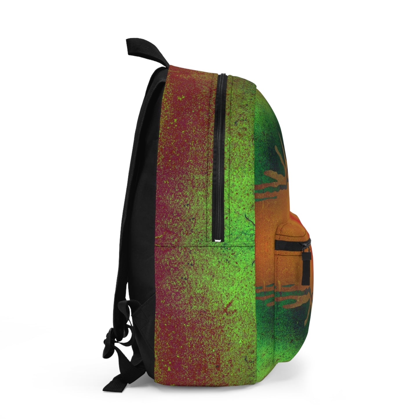 Earthy Green + Orange Sun Water-Resistant School Backpack