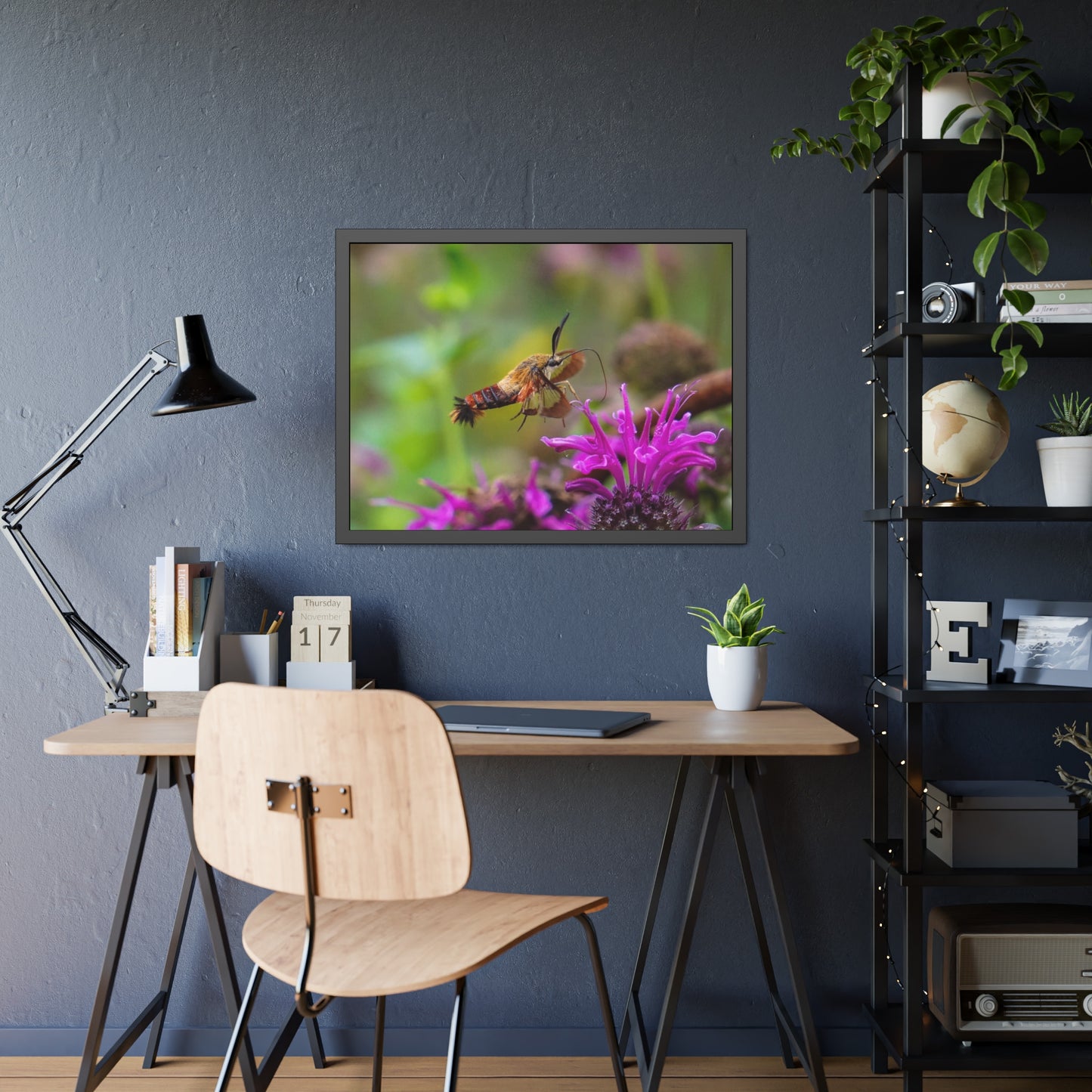 Hummingbird Moth In Flight Framed Print | Nature Photography