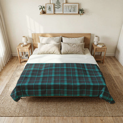 Muted Purple + Green Plaid 100% Cotton Comforter