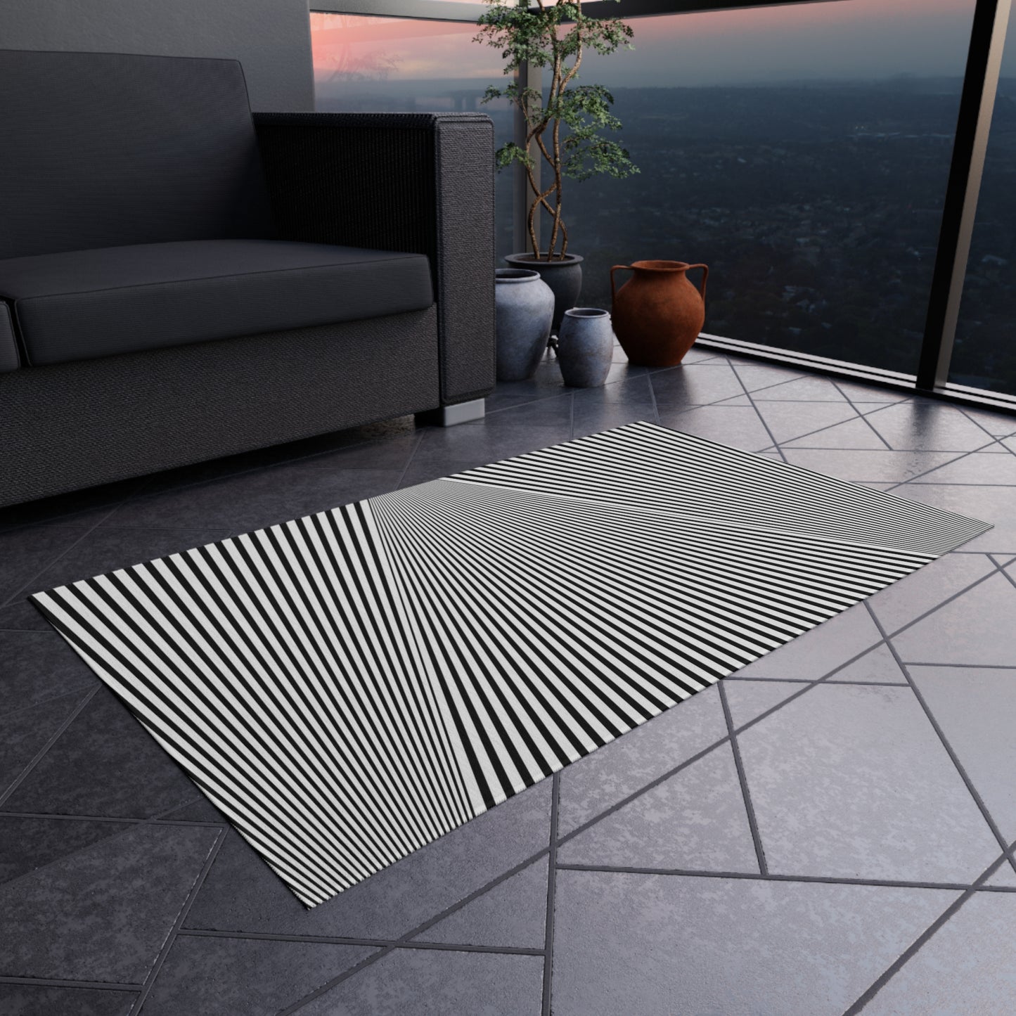 Hypnotic Stripes Outdoor Rug