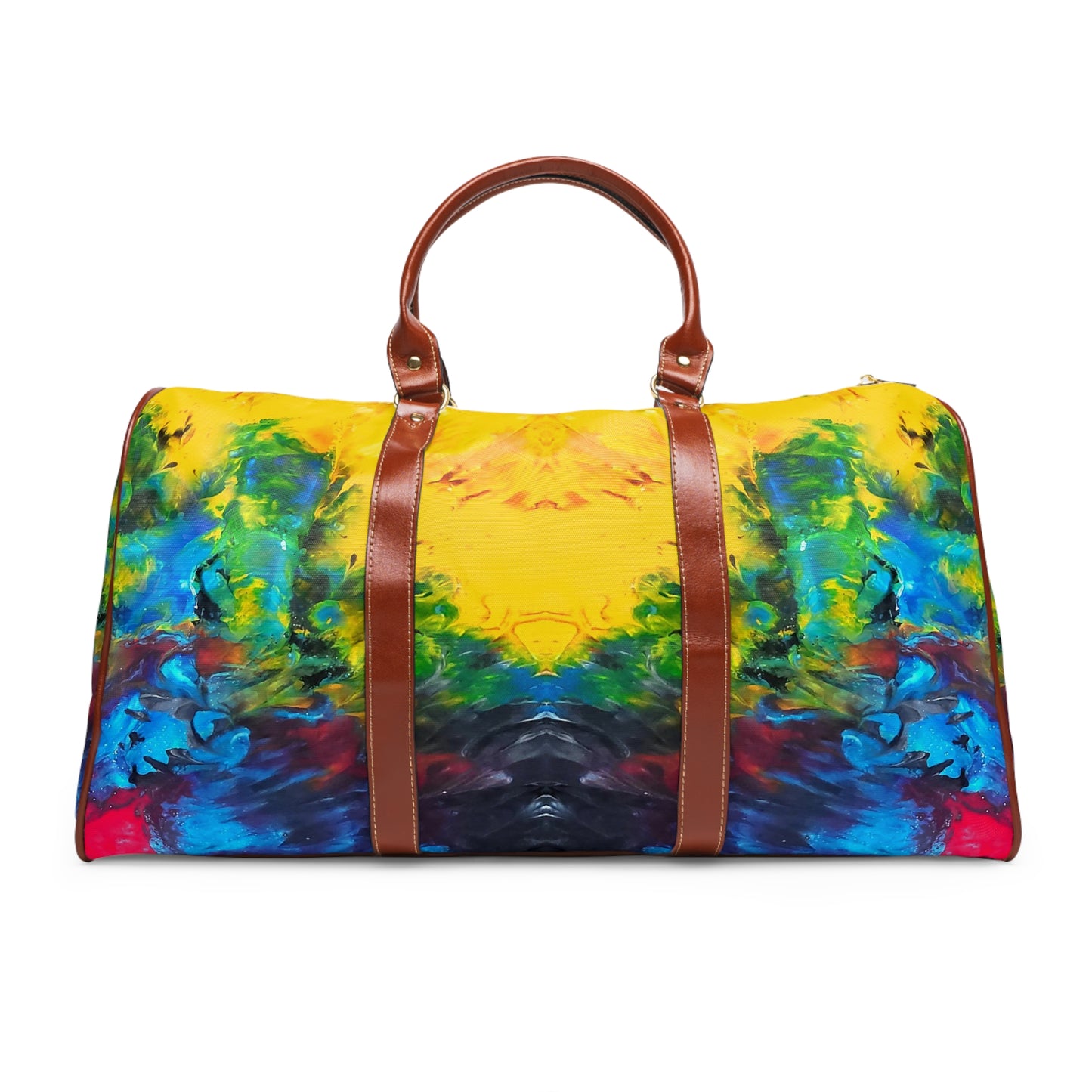 Colorful Paint Waves Faux Leather Carry-On Luggage