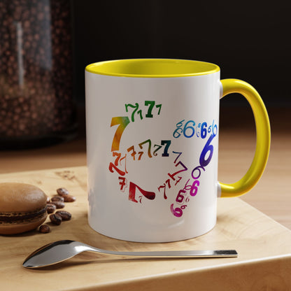 6-7 Meme Illusion Colorful Handle Ceramic Mug (11, 15oz)
