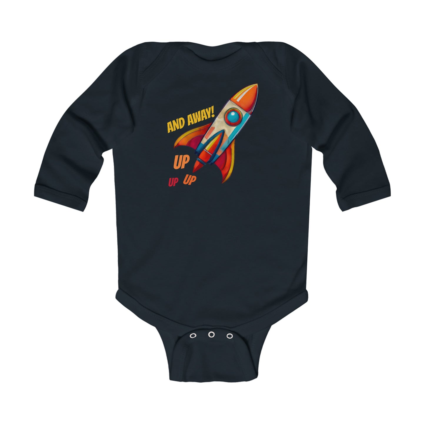 Rocket Ship Liftoff Infant Long Sleeve Onesie NB-6M