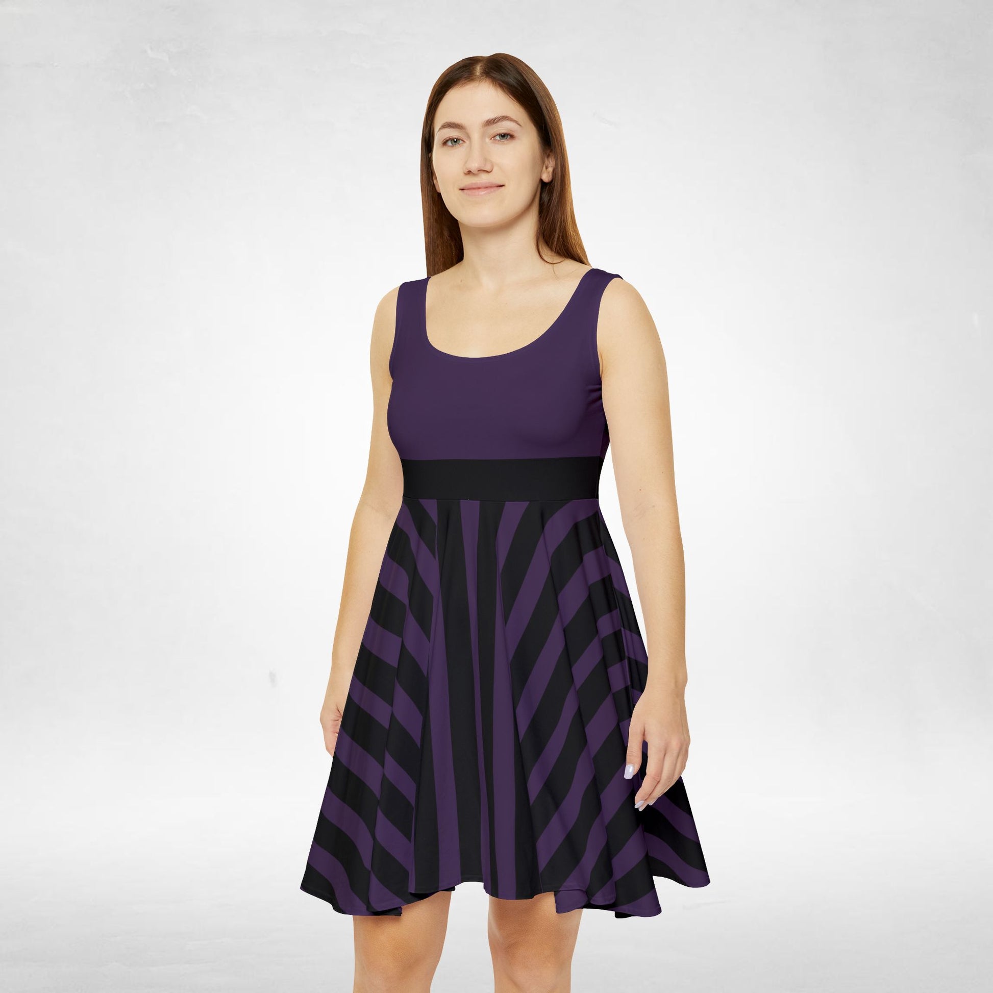 womens purple skater dress 24seven Comfort Apparel Womens Long Sleeve Knee Length Skater Dress-Purple-M