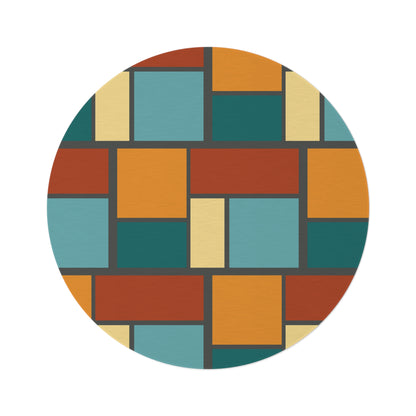 Cool Geometric Autumn Colors Round Rug