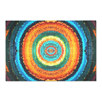 Pixel Mosaic Teal Orange Indoor Area Rug
