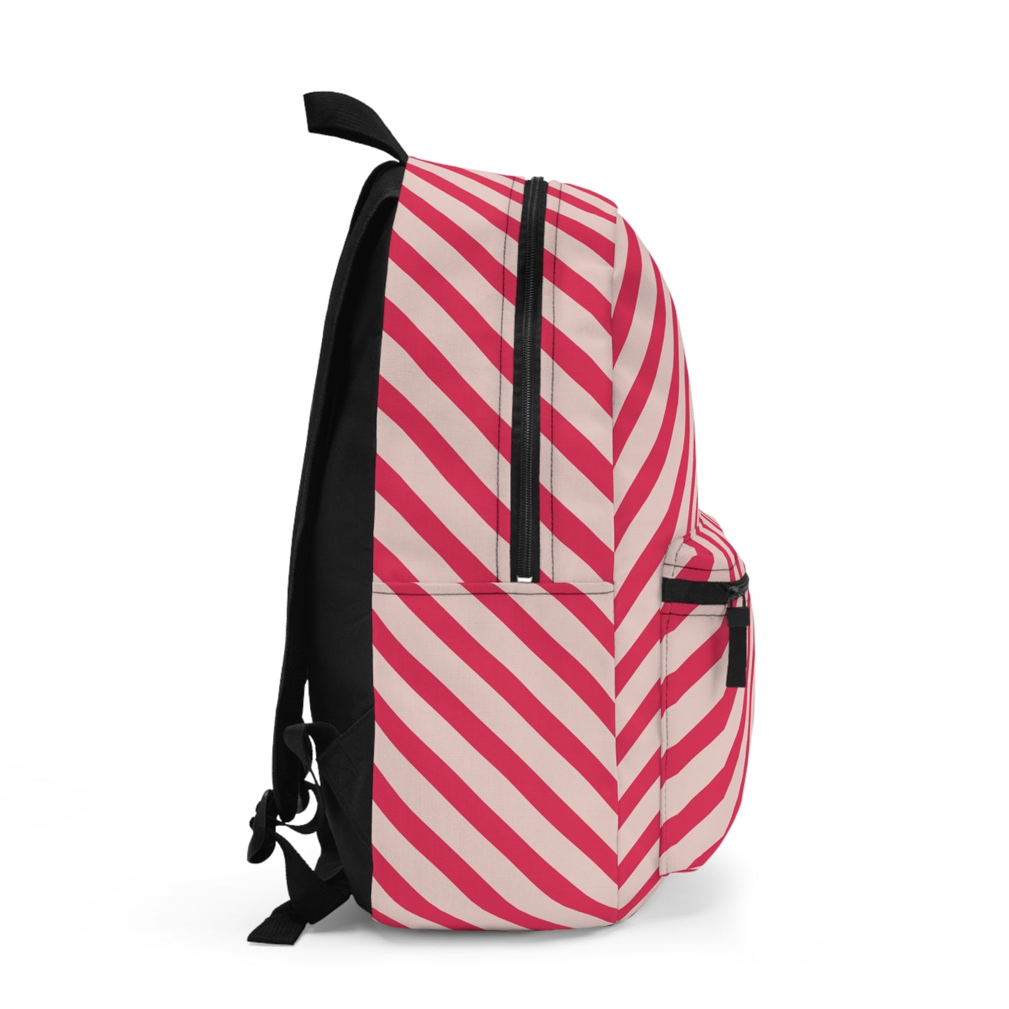 Diagonal Pink Stripes Water-Resistant School Backpack