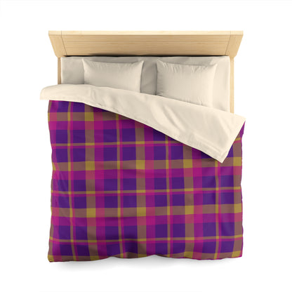 Yellow + Magenta Plaid Woven Duvet Cover