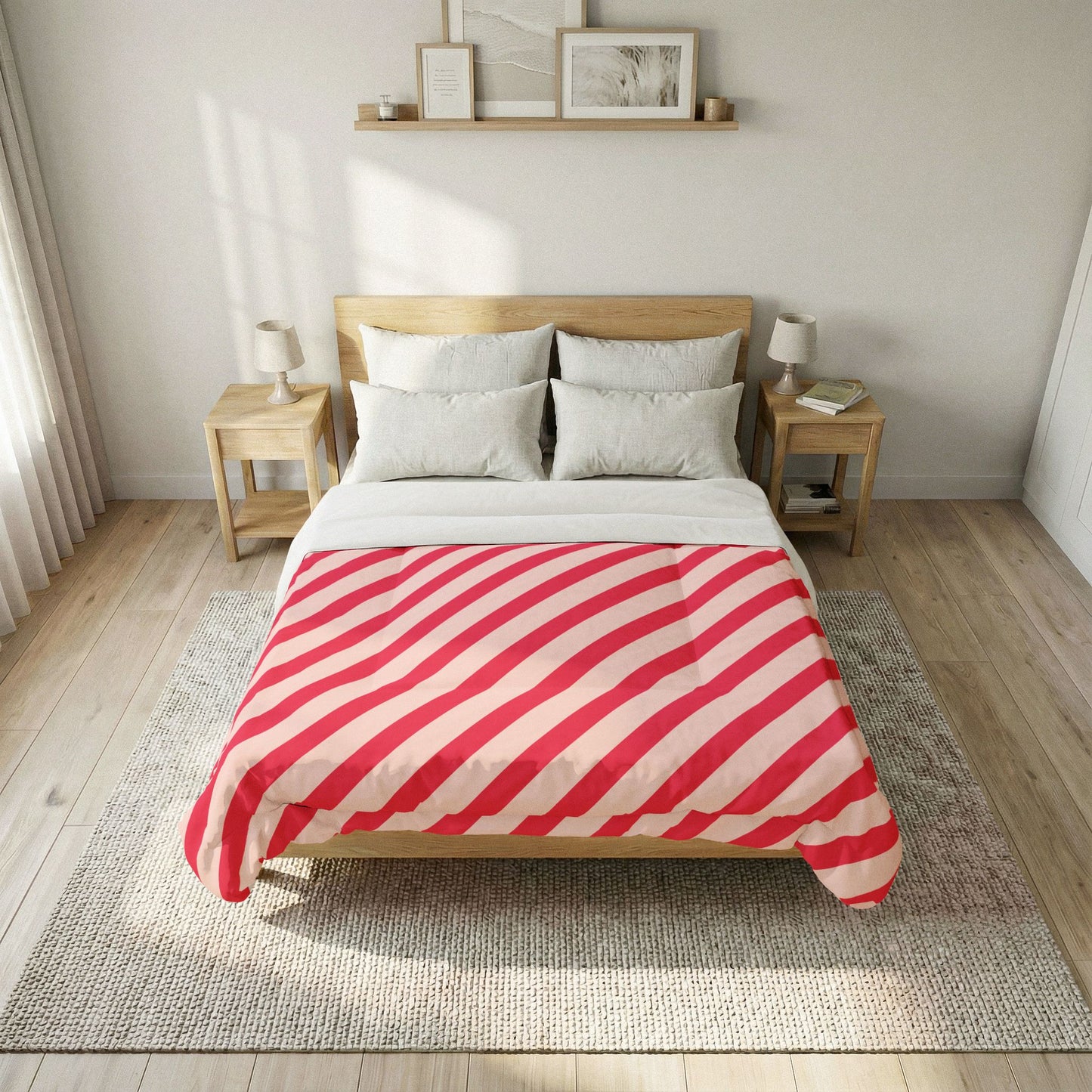 Diagonal Pink Stripes 100% Cotton Comforter