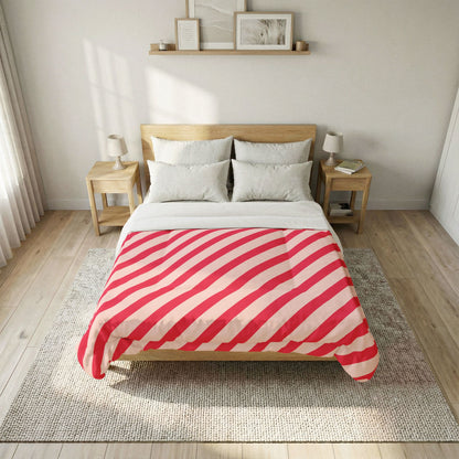 Diagonal Pink Stripes 100% Cotton Comforter