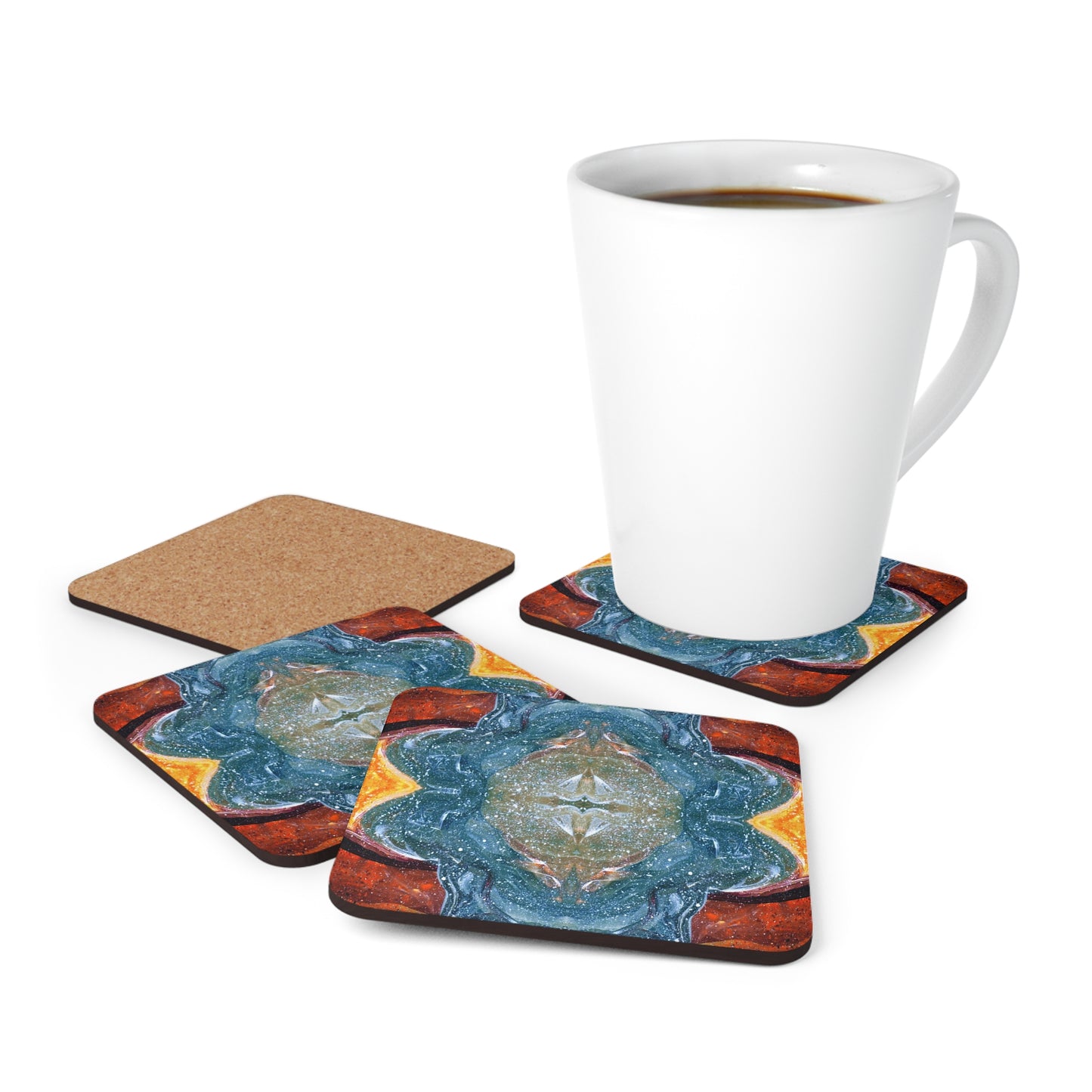 Cosmic Cell Division 4-Piece Corkwood Coaster Set