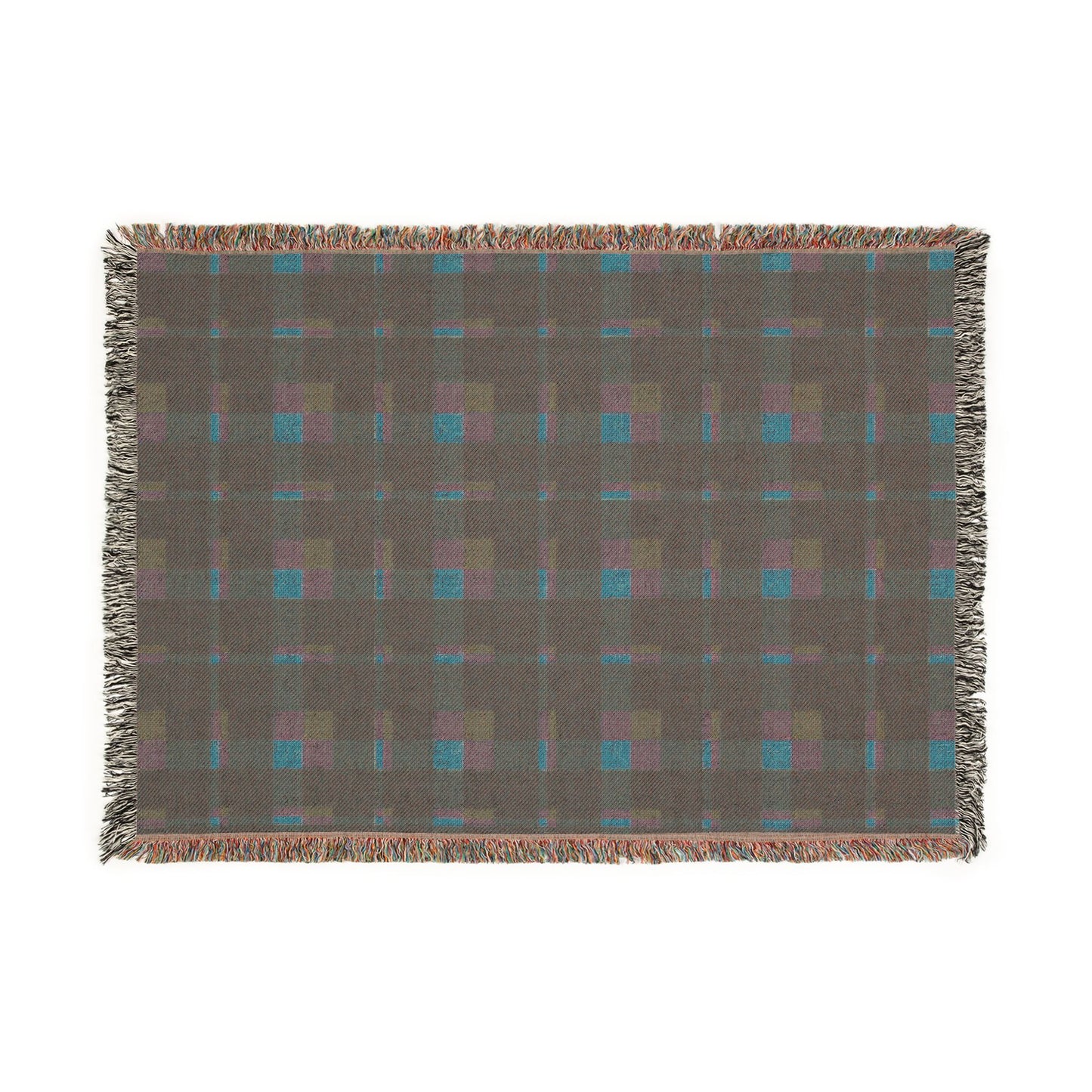 Warm Color Blocks 100% Cotton Woven Blanket (3 sizes) | Made In USA