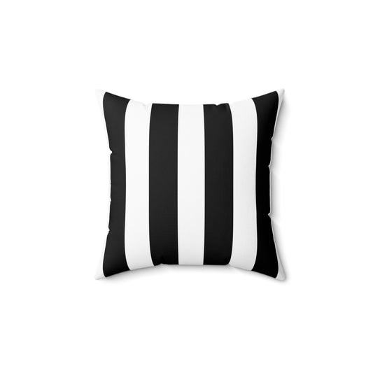 Vertical Black & White Striped Faux Suede Throw Pillow