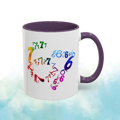 6-7 Meme Illusion Colorful Handle Ceramic Mug (11, 15oz)