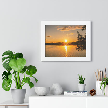 Summer Sunrise Over A Maine Lake Framed Matte Print