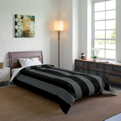 Black + Gray Stripe Comforter