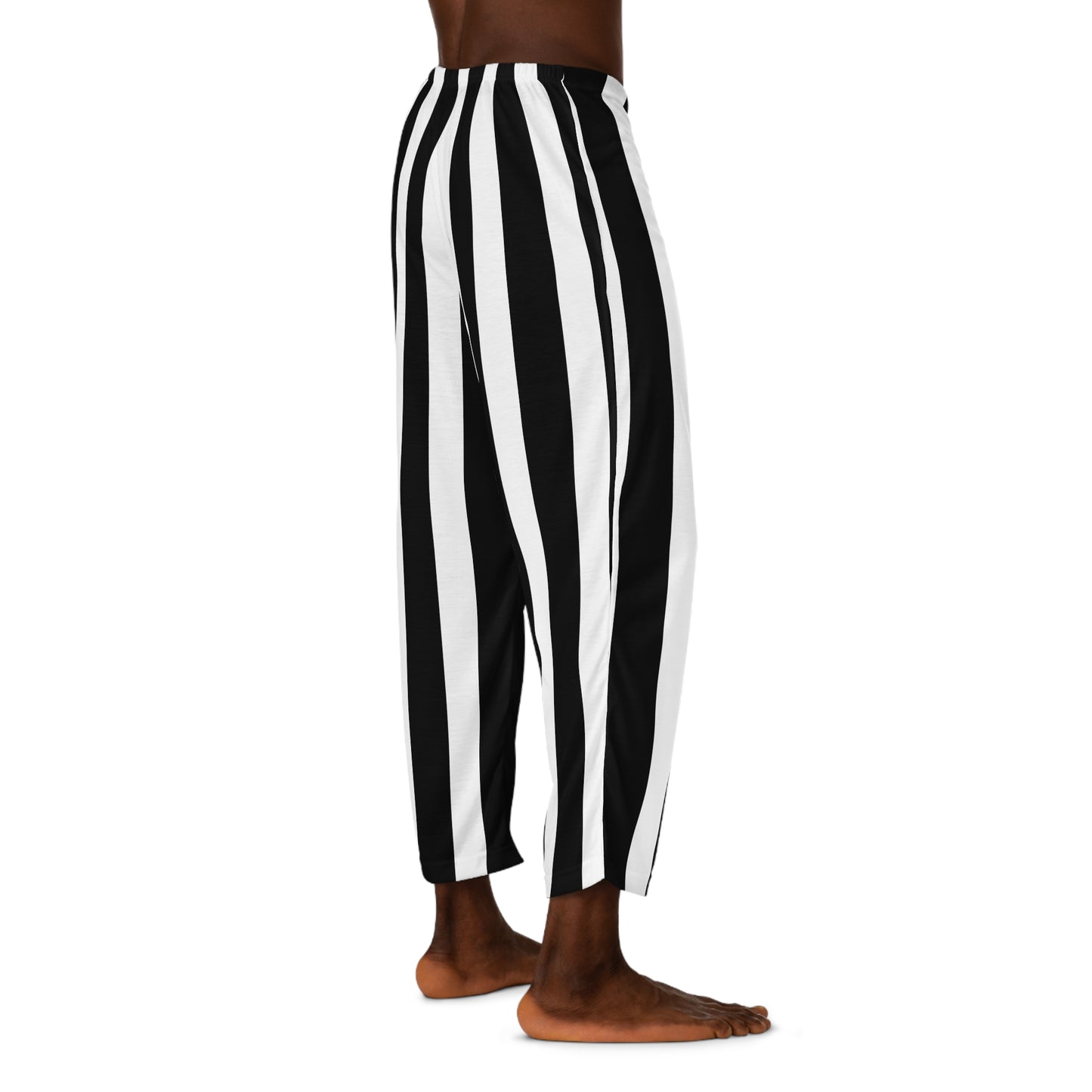 Black & White Vertical Striped Men's Pajama Pants