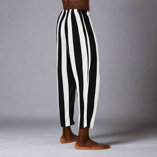 Black & White Vertical Striped Men's Pajama Pants