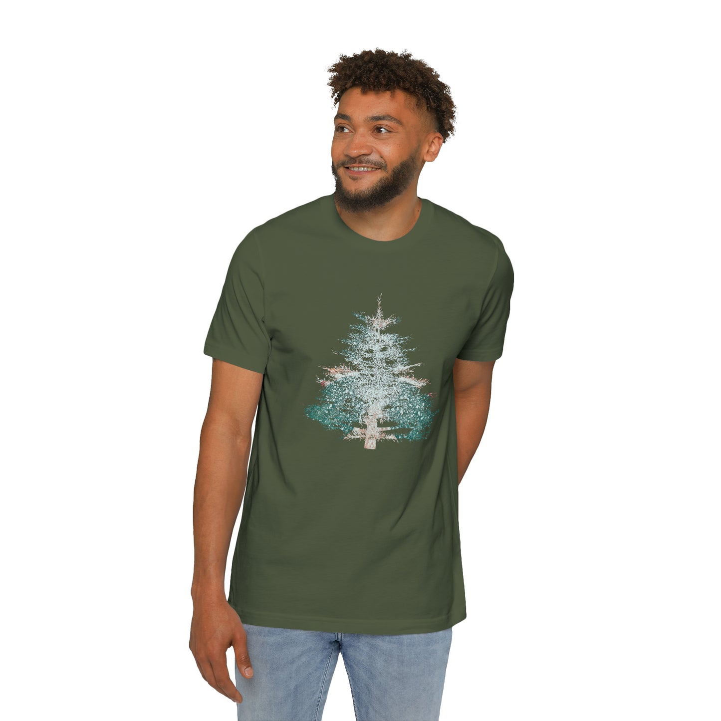 Painted Pine Tree Men's T-Shirt, Made in USA