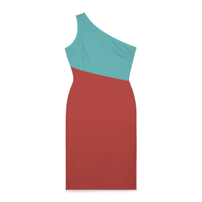 Aqua + Coral Women's Asymmetrical Shoulder Dress