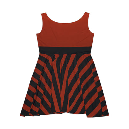 Earthy Red + Black Stripe Women's Skater Dress