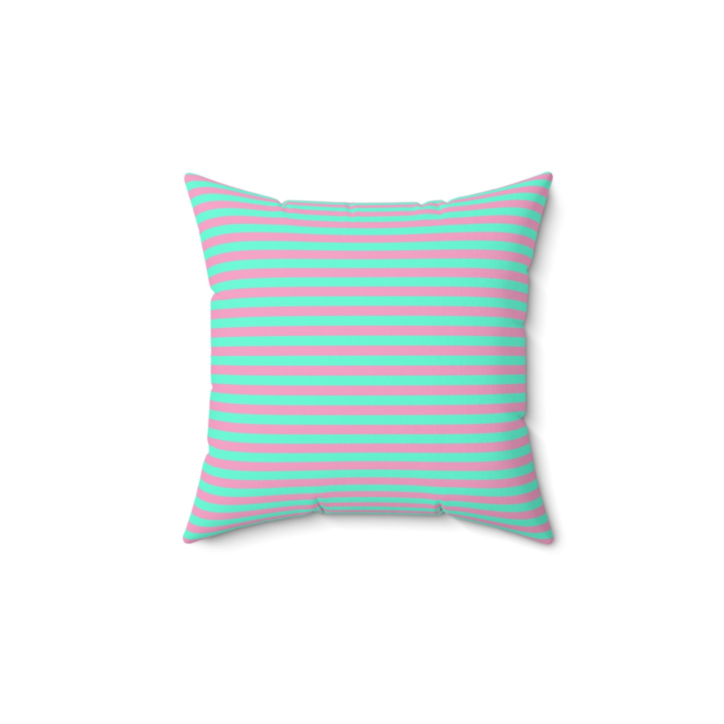 Pink + Teal Striped Faux Suede Throw Pillow