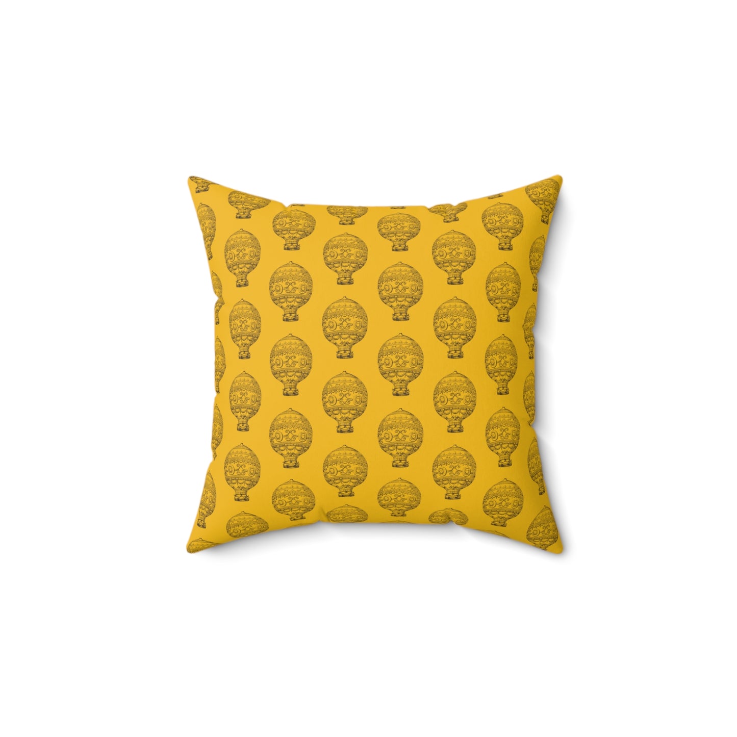 Golden Vintage Hot Air Balloon Faux Suede Throw Pillow