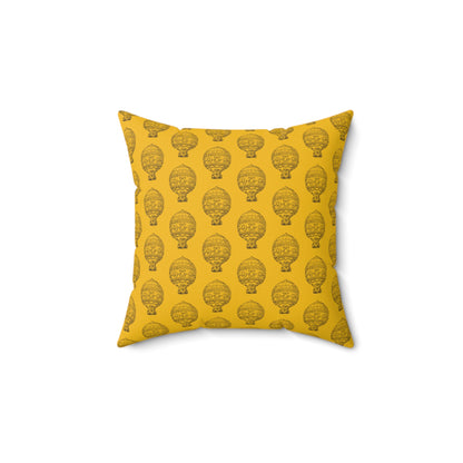 Golden Vintage Hot Air Balloon Faux Suede Throw Pillow