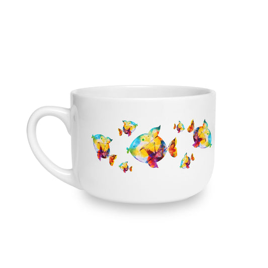 Happiness is a Painted Fish Extra Large Ceramic Mug, 25oz