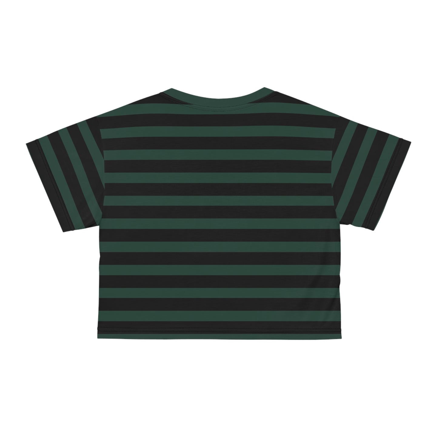 Dark Green + Black Stripes Cropped Tee