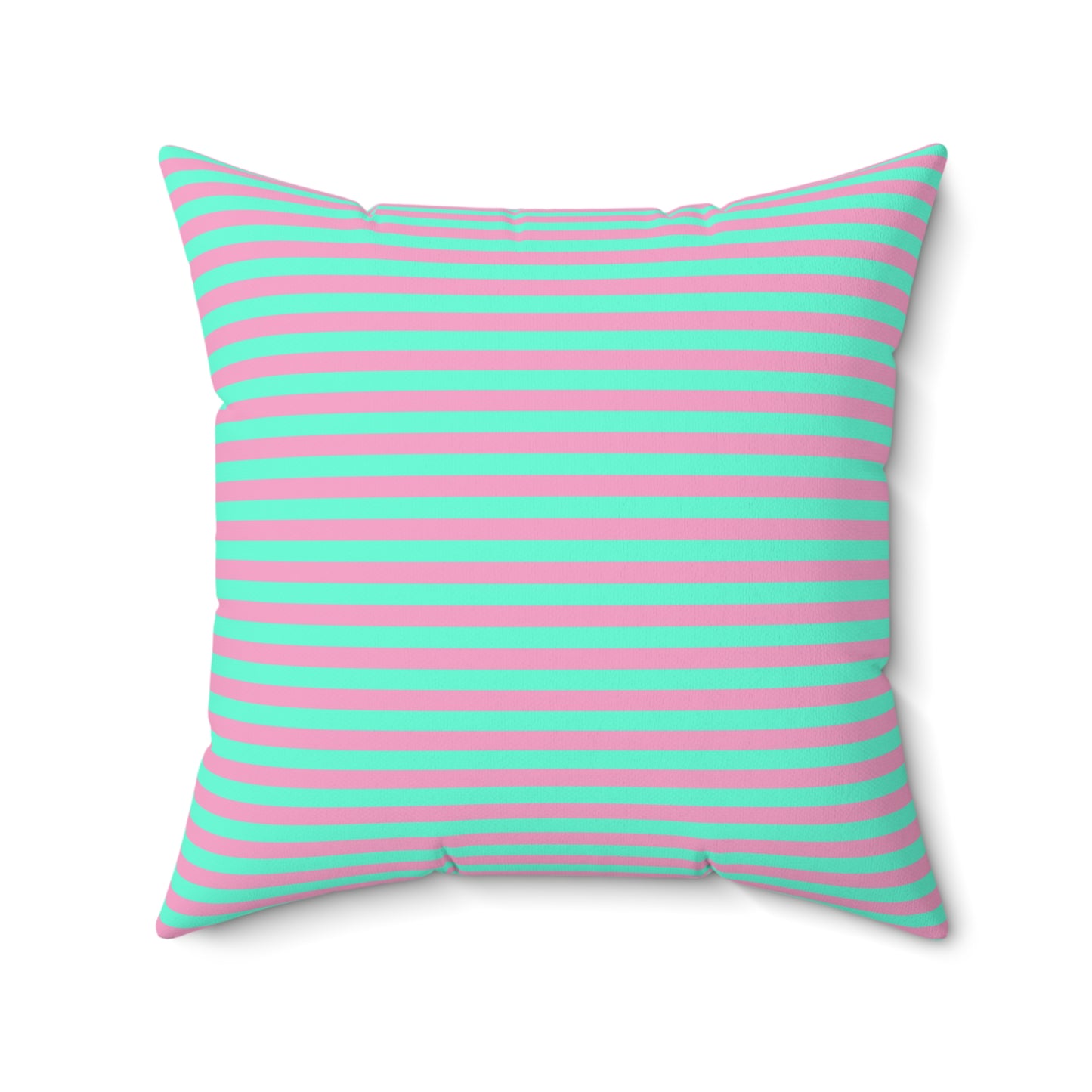 Pink + Teal Striped Faux Suede Throw Pillow