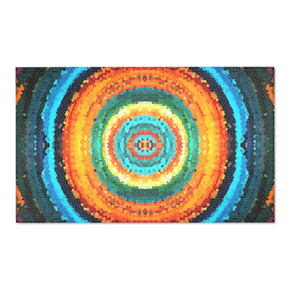 Pixel Mosaic Teal Orange Indoor Area Rug