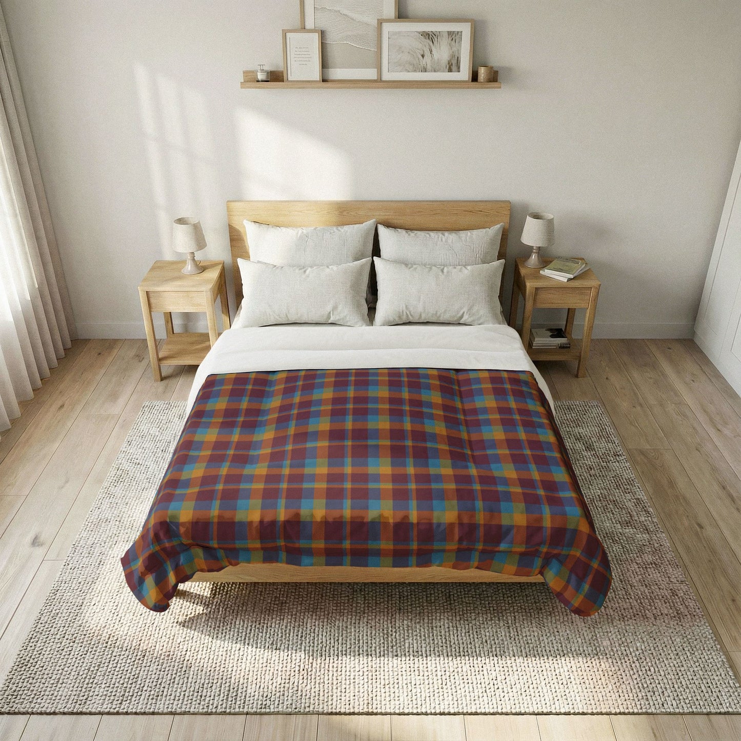 Mustard + Plum Plaid 100% Cotton Comforter