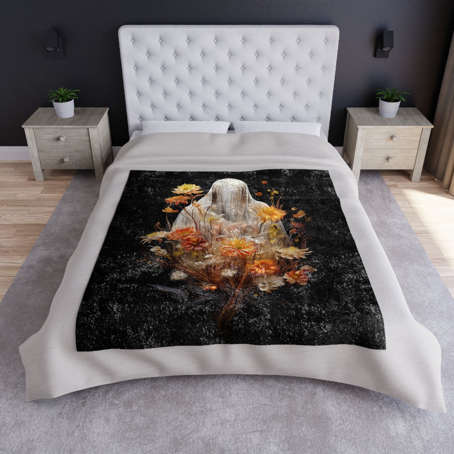 Halloween Garden Haunting Crushed Velvet Blanket