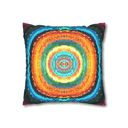 Pixel Mosaic Teal Orange Faux Suede Throw Pillow Case (multi sizes)