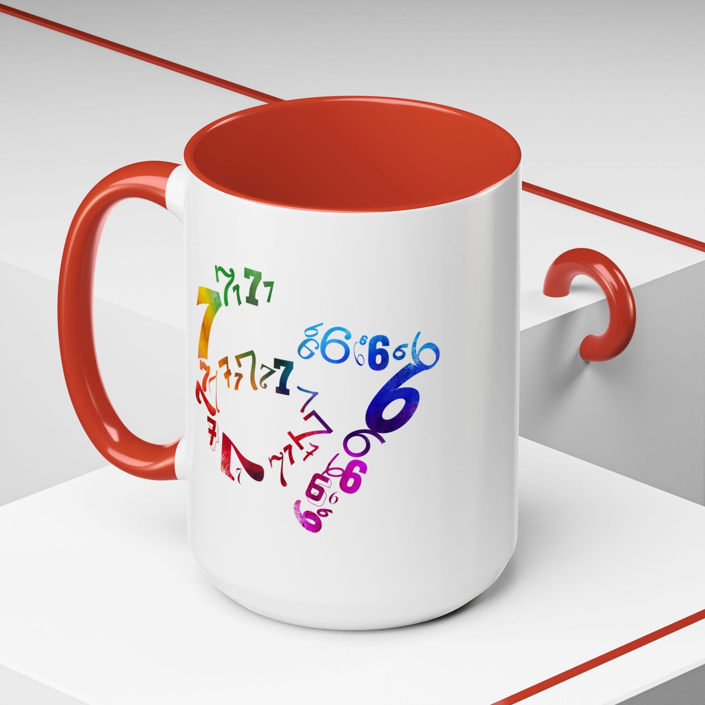 6-7 Meme Illusion Colorful Handle Ceramic Mug (11, 15oz)