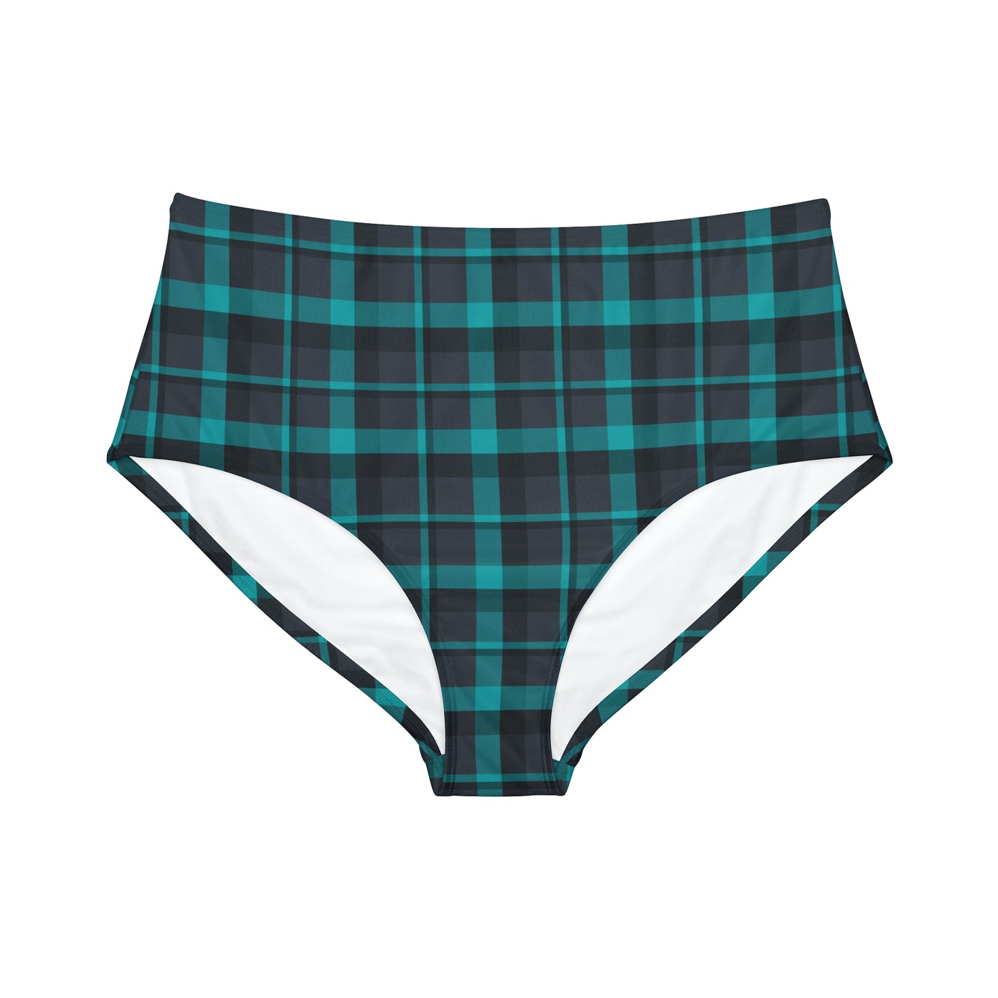 Muted Purple + Green Plaid Women's Full Coverage Bikini Bottom