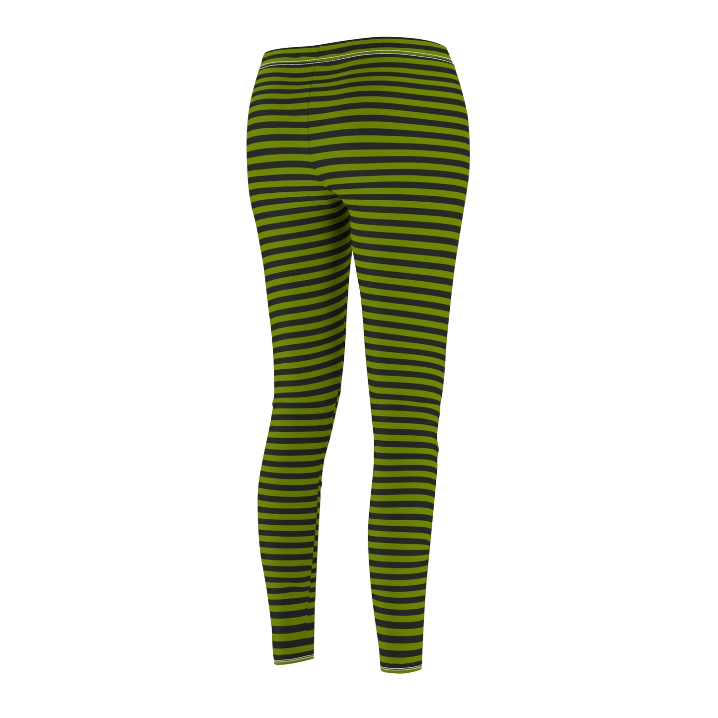 Avocado Green Skinny Striped Women's Super Soft Leggings