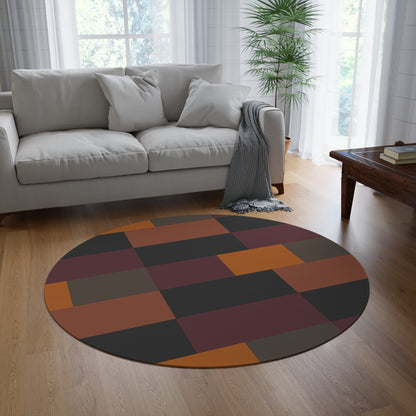 Geometric Autumn Colors Round Rug