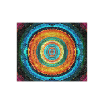 Pixel Mosaic Teal Orange Crushed Velvet Blanket