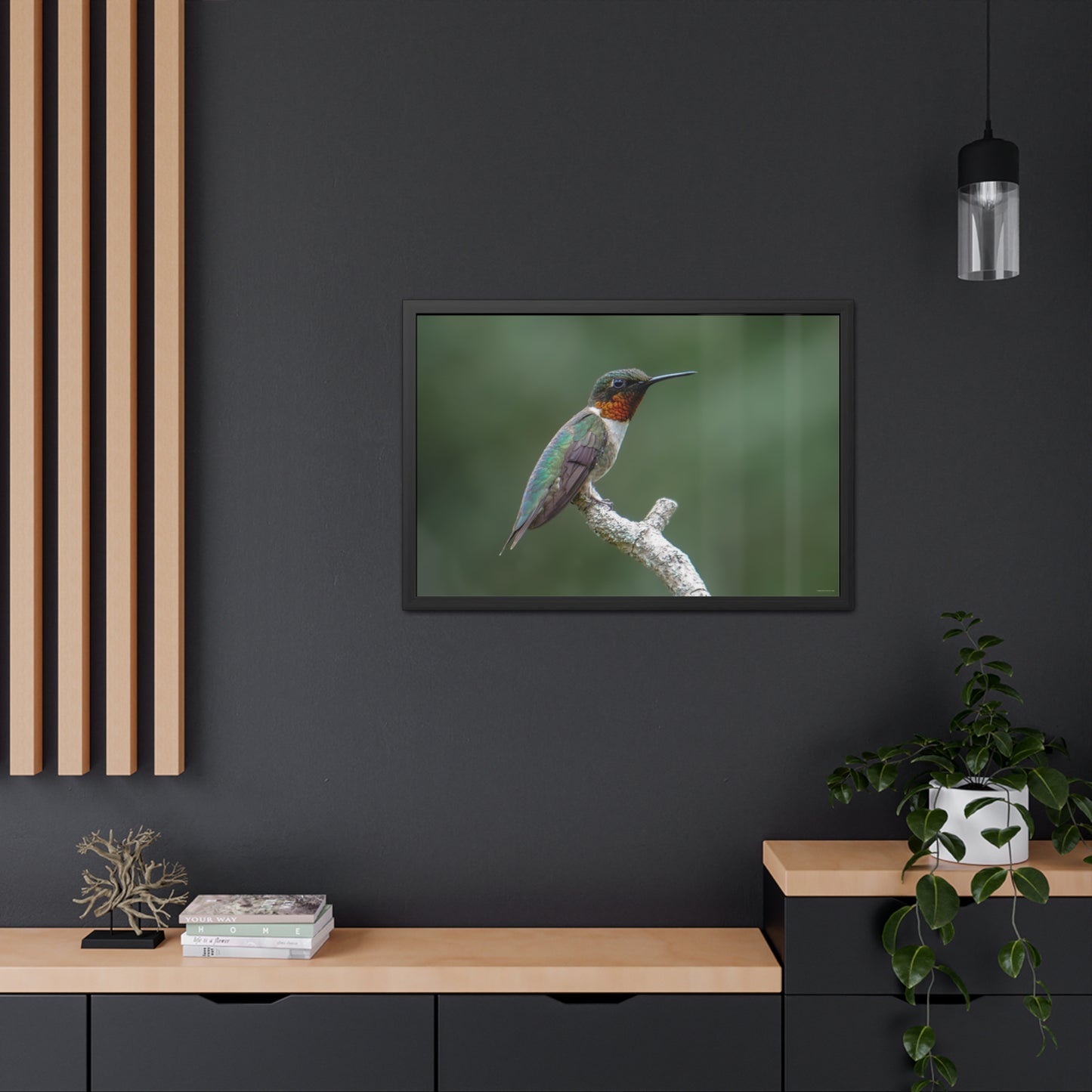 Ruby-Throated Hummingbird Framed Fine Art Photograph