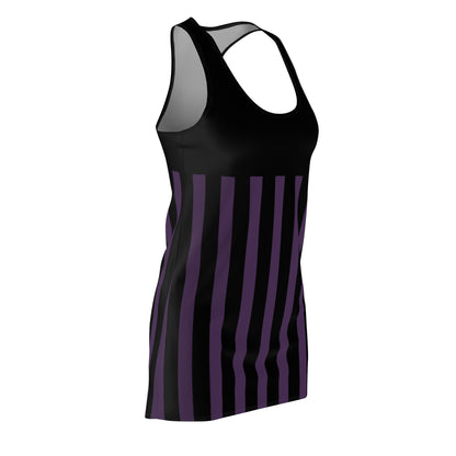purple and black striped dress Bronwyn Newport's Purple and Black Striped Dress